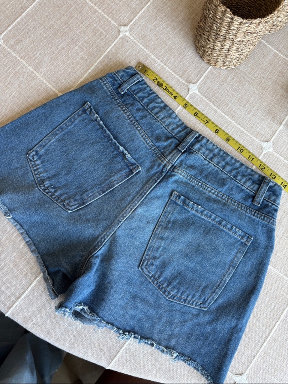 No Boundaries Blue Denim Shorts with Red, White & Blue Star Embroidery - Picture 4 of 9